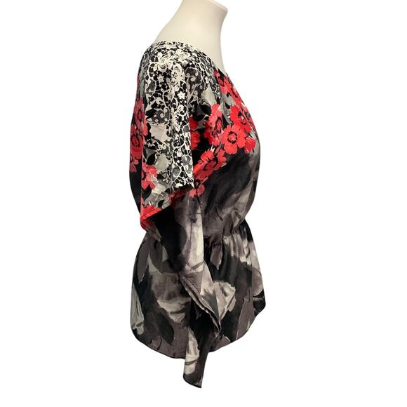 IZ Byer Womens Medium Batwing Sleeve Floral Lightweight Polyester Blouse - Picture 3 of 6